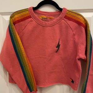 Aviator Nation Cropped Bolt Sweatshirt Pink S